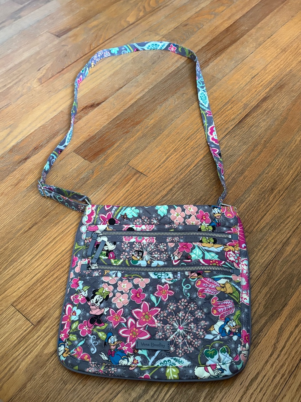 Vera Bradley x Disney Parks Mickey Floral Paisley Triple Zip Hipster Crossbody -